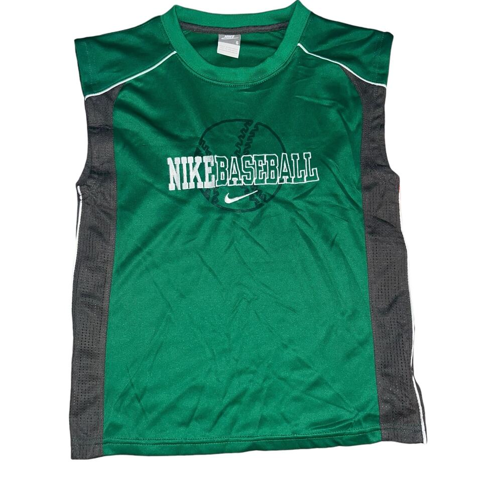 Vintage Nike Gray Tag Green boys baseball tank top Jersey shirt size 6 NEW y2k